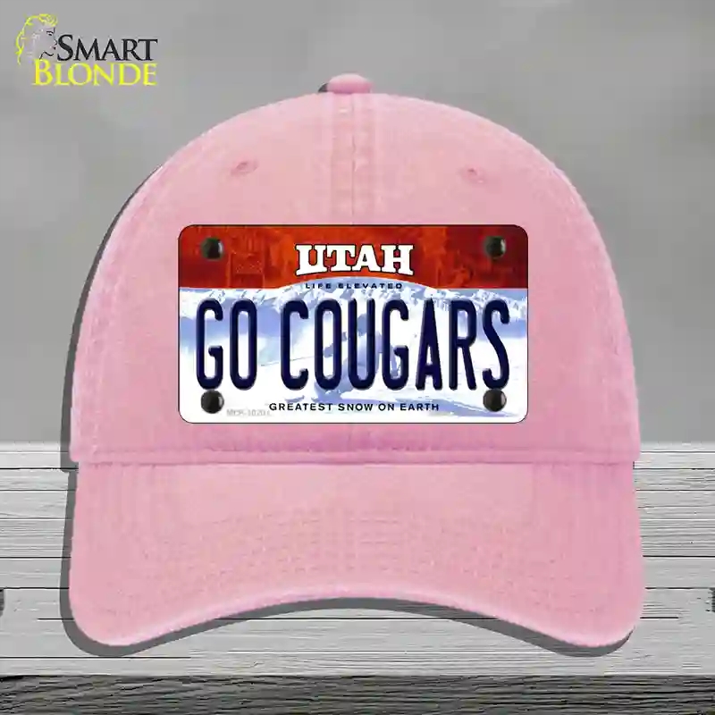 HAT12-MLP-10201 Go Cougars Utah Novelty License Plate Hat, Unconstructed Cotton - Pink