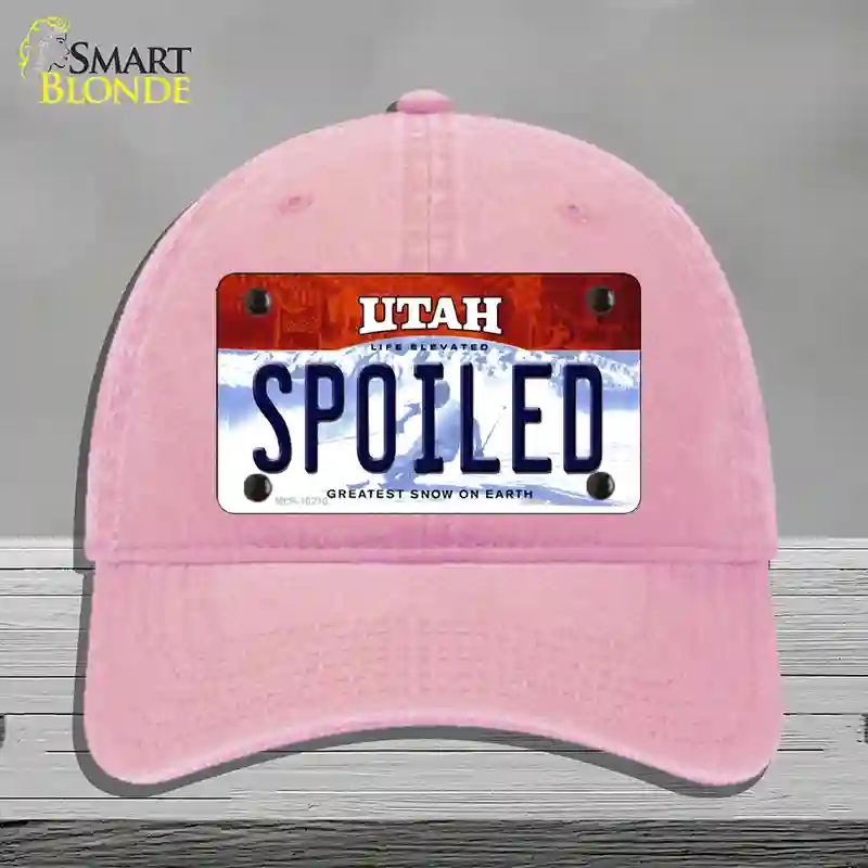 HAT12-MLP-10210 Spoiled Utah Novelty License Plate Hat, Unconstructed Cotton - Pink
