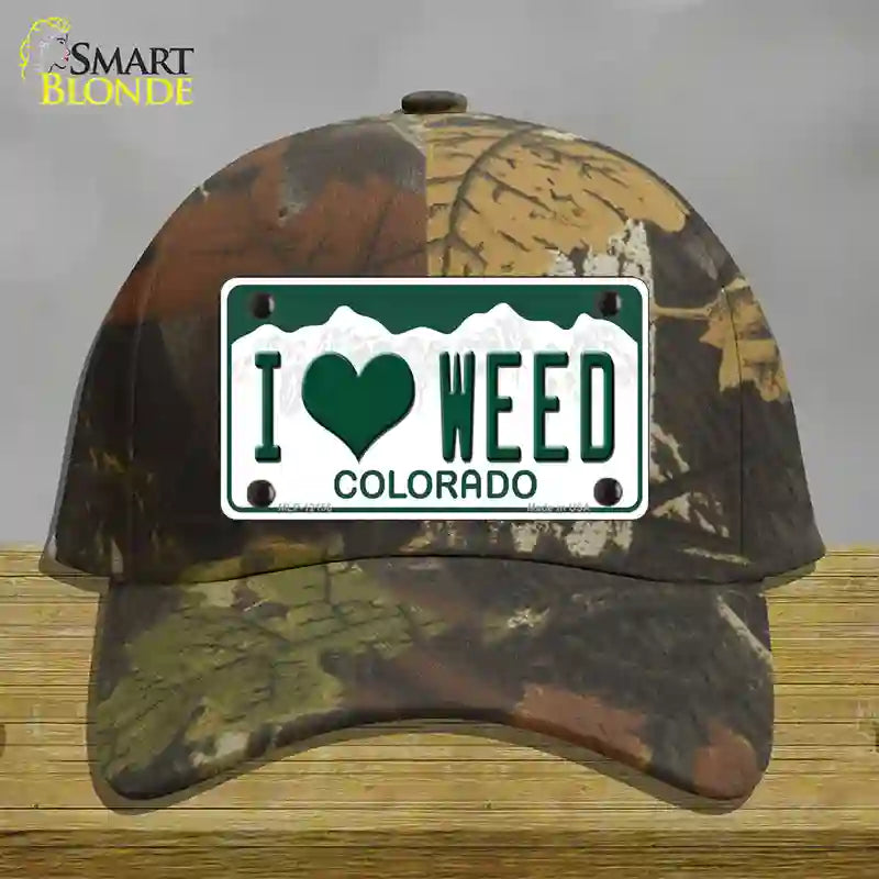 HAT06-MLP-12156 I Love Weed Colorado Novelty License Plate Hat, Cotton - Camoflauge