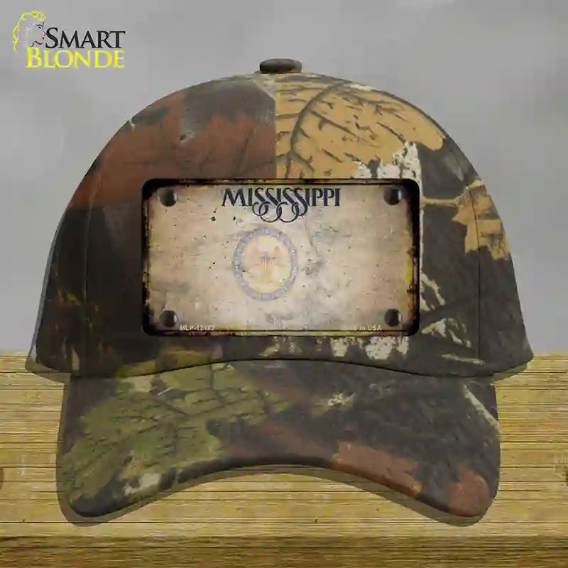 HAT06-MLP-12183 Mississippi Great Seal Rusty Blank Novelty License Plate Hat, Cotton - Camoflauge