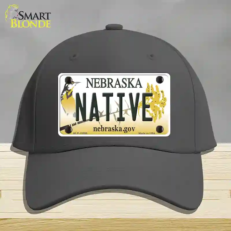 HAT04-MLP-10599 Native Nebraska Novelty License Plate Hat, Cotton - Charcoal