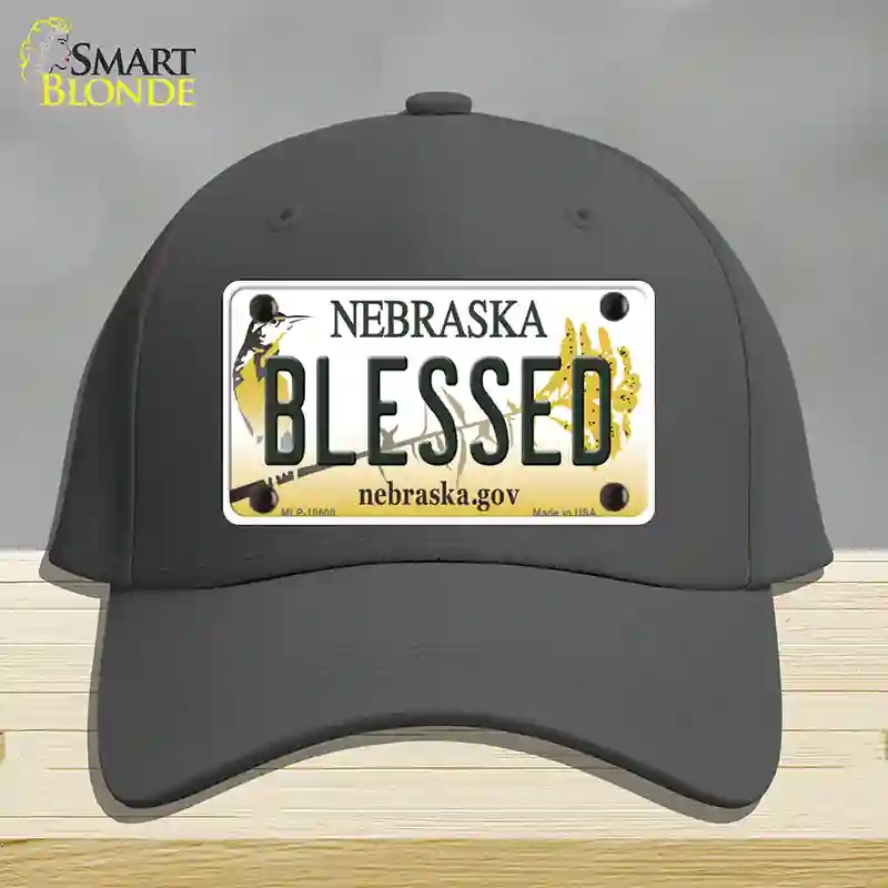 HAT04-MLP-10600 Blessed Nebraska Novelty License Plate Hat, Cotton - Charcoal