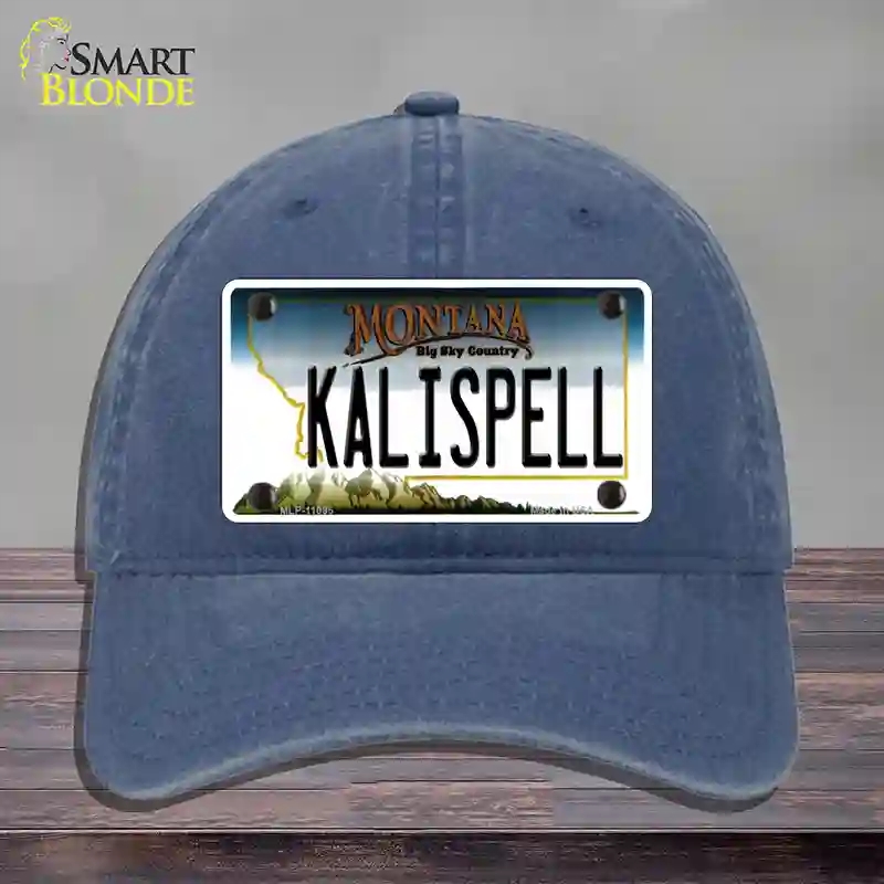 HAT11-MLP-11095 Kalispell Montana State Novelty License Plate Hat, Unconstructed Cotton - Navy