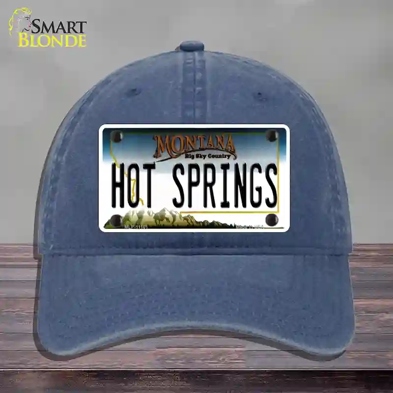 HAT11-MLP-11101 Hot Springs Montana State Novelty License Plate Hat, Unconstructed Cotton - Navy