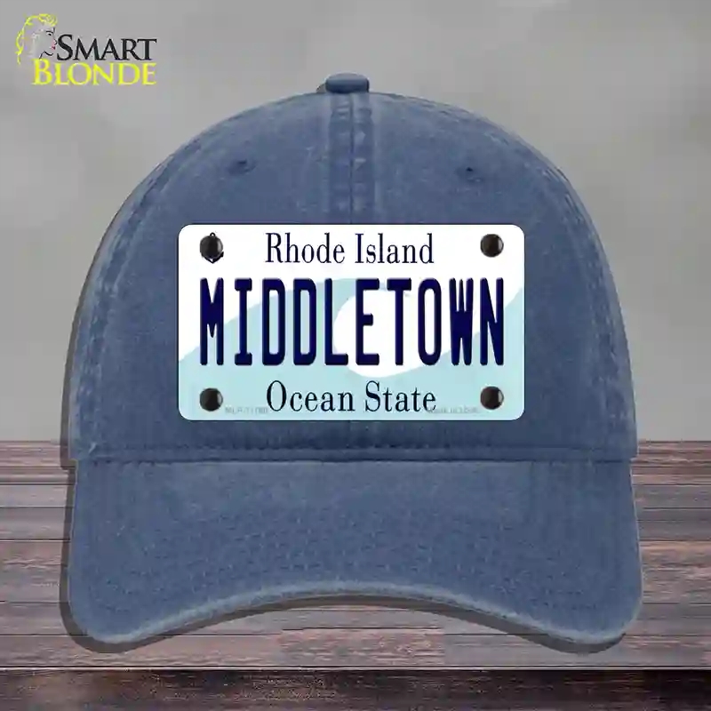 HAT11-MLP-11196 Middletown Rhode Island State Novelty License Plate Hat, Unconstructed Cotton - Navy