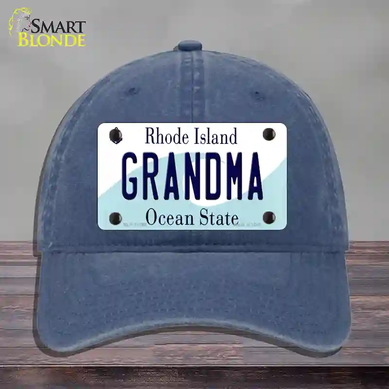 HAT11-MLP-11199 Grandma Rhode Island State Novelty License Plate Hat, Unconstructed Cotton - Navy