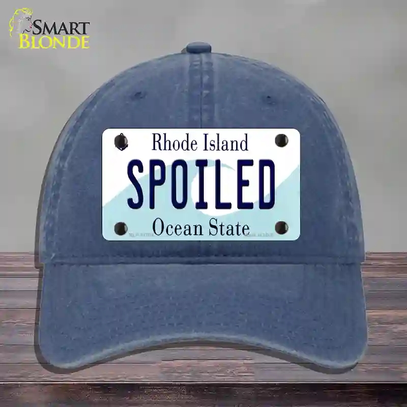 HAT11-MLP-11204 Spoiled Rhode Island State Novelty License Plate Hat, Unconstructed Cotton - Navy