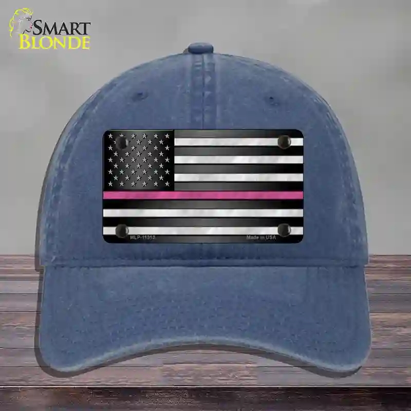 HAT11-MLP-11312 Thin Pink Line Novelty License Plate Hat, Unconstructed Cotton - Navy