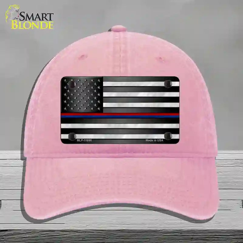 HAT12-MLP-11698 First Responder American Flag Novelty License Plate Hat, Unconstructed Cotton - Pink