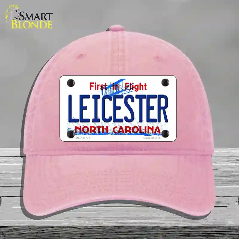 HAT12-MLP-11773 Leicester North Carolina State Novelty License Plate Hat, Unconstructed Cotton - Pink