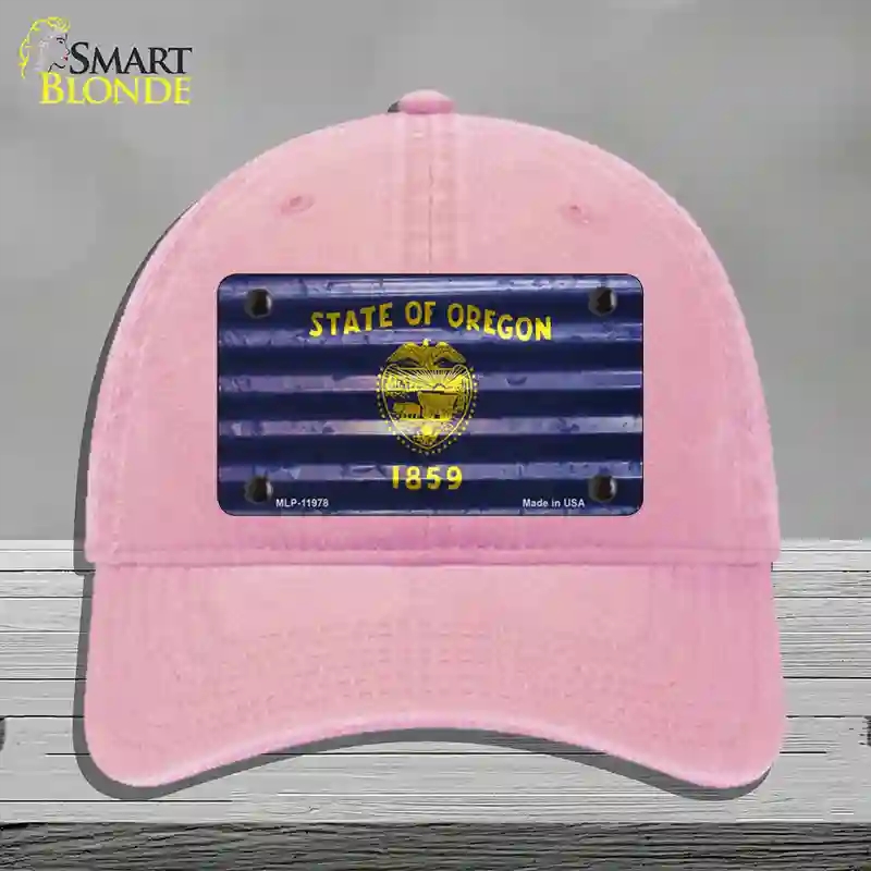 HAT12-MLP-11978 Oregon Corrugated Flag Novelty License Plate Hat, Unconstructed Cotton - Pink