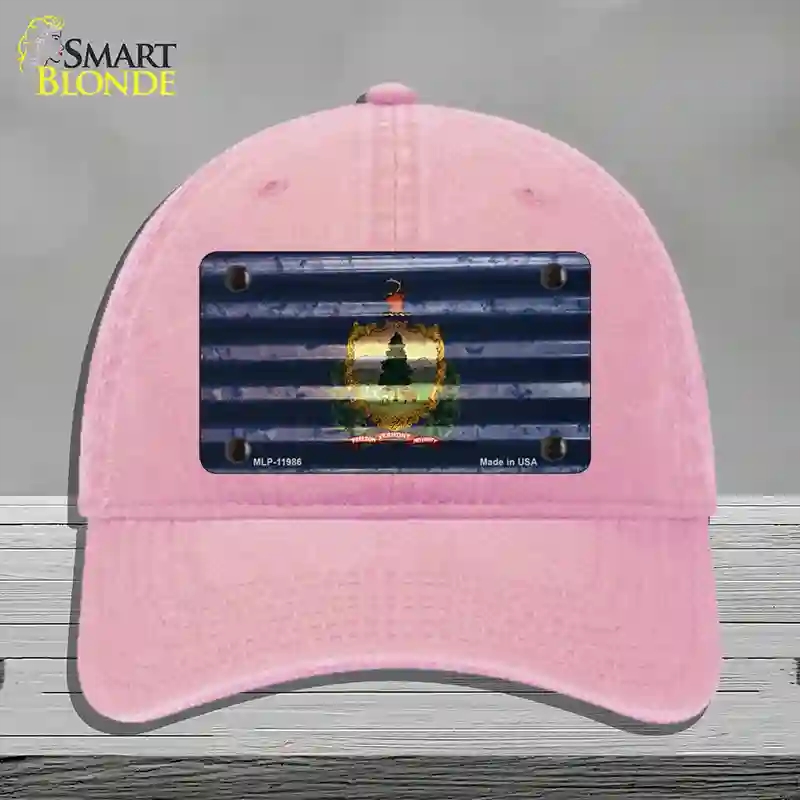 HAT12-MLP-11986 Vermont Corrugated Flag Novelty License Plate Hat, Unconstructed Cotton - Pink