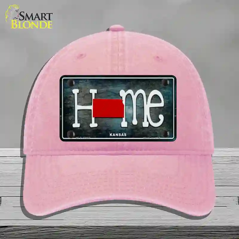 HAT12-MLP-12007 Kansas Home State Outline Novelty License Plate Hat, Unconstructed Cotton - Pink