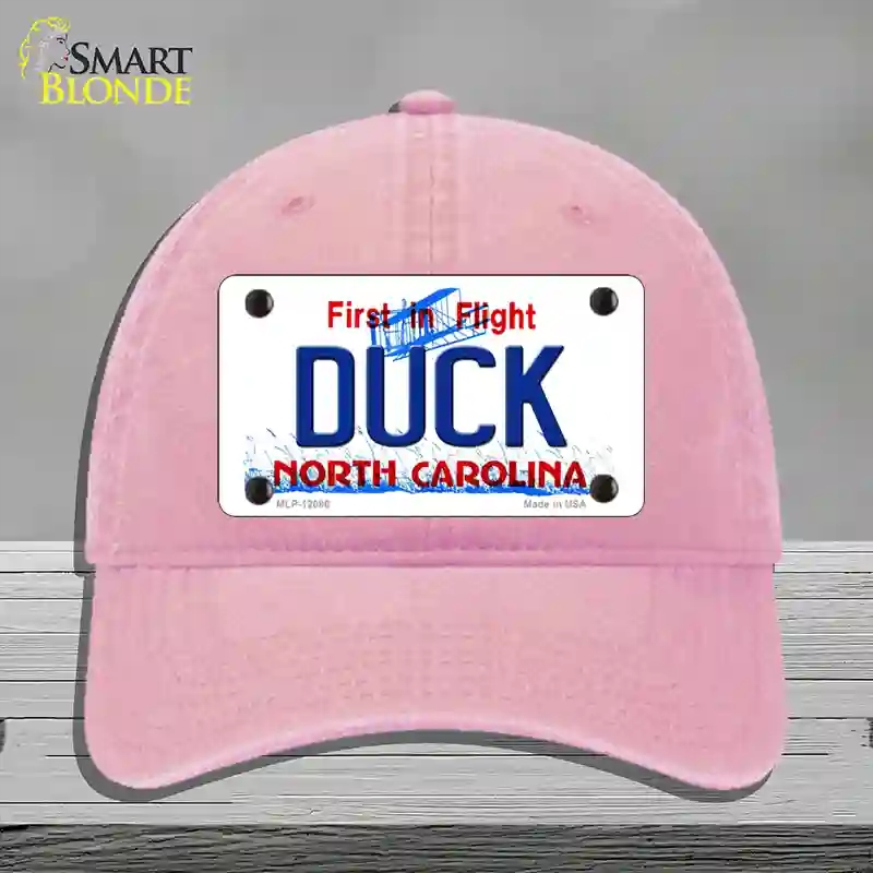 HAT12-MLP-12086 Duck North Carolina State Novelty License Plate Hat, Unconstructed Cotton - Pink