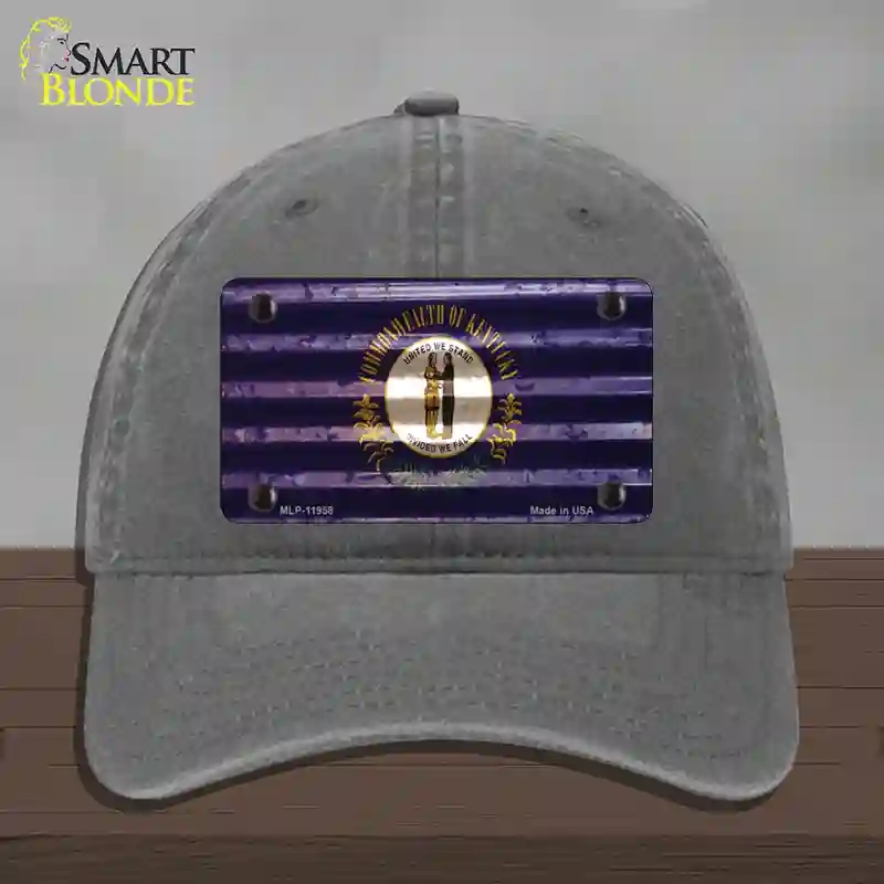 HAT08-MLP-11958 Kentucky Corrugated Flag Novelty License Plate Hat, Unconstructed Cotton - Charcoal