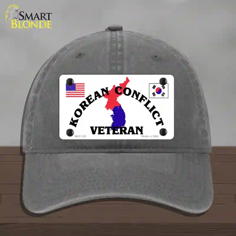 HAT08-MLP-120 Korean Conflict Veteran Novelty License Plate Hat, Unconstructed Cotton - Charcoal