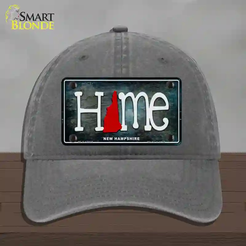 HAT08-MLP-12020   Hampshire Home State Outline Novelty License Plate Hat, Unconstructed Cotton - Charcoal