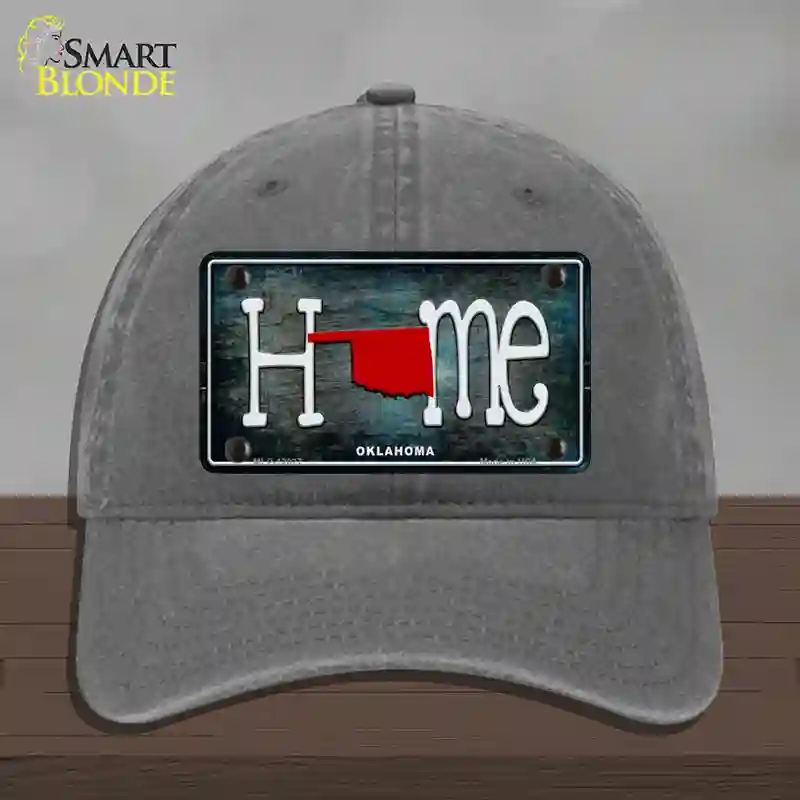 HAT08-MLP-12027 Oklahoma Home State Outline Novelty License Plate Hat, Unconstructed Cotton - Charcoal