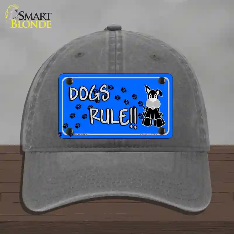 HAT08-MLP-1204 Dogs Rule Novelty License Plate Hat Tag, Unconstructed Cotton - Charcoal