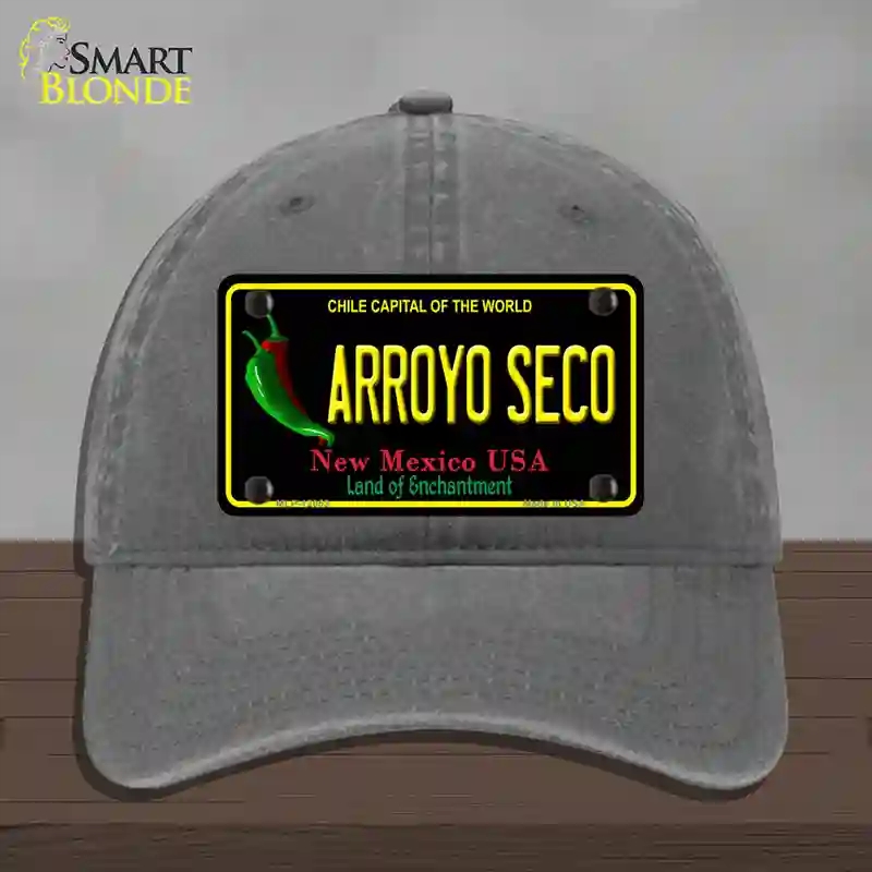 HAT08-MLP-12053 Arroyo Seco Black   Mexico Novelty License Plate Hat, Unconstructed Cotton - Charcoal