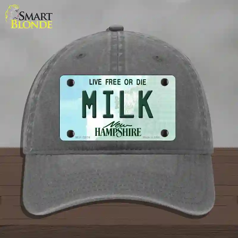 HAT08-MLP-12074 Milk   Hampshire State Novelty License Plate Hat, Unconstructed Cotton - Charcoal