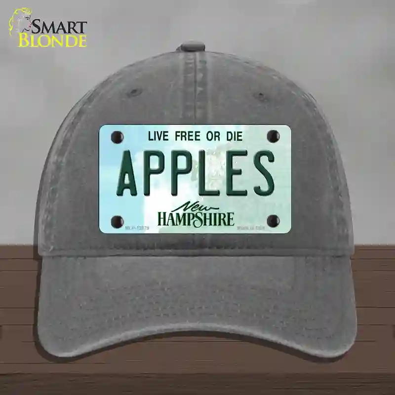 HAT08-MLP-12079 Apples   Hampshire State Novelty License Plate Hat, Unconstructed Cotton - Charcoal