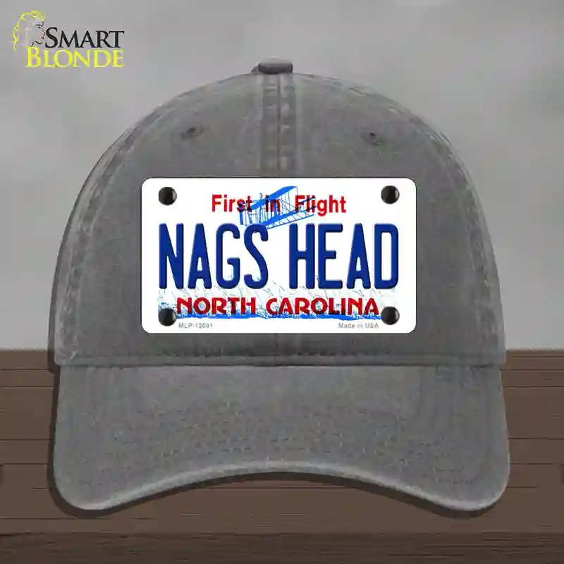 HAT08-MLP-12091 Nags Head North Carolina State Novelty License Plate Hat, Unconstructed Cotton - Charcoal
