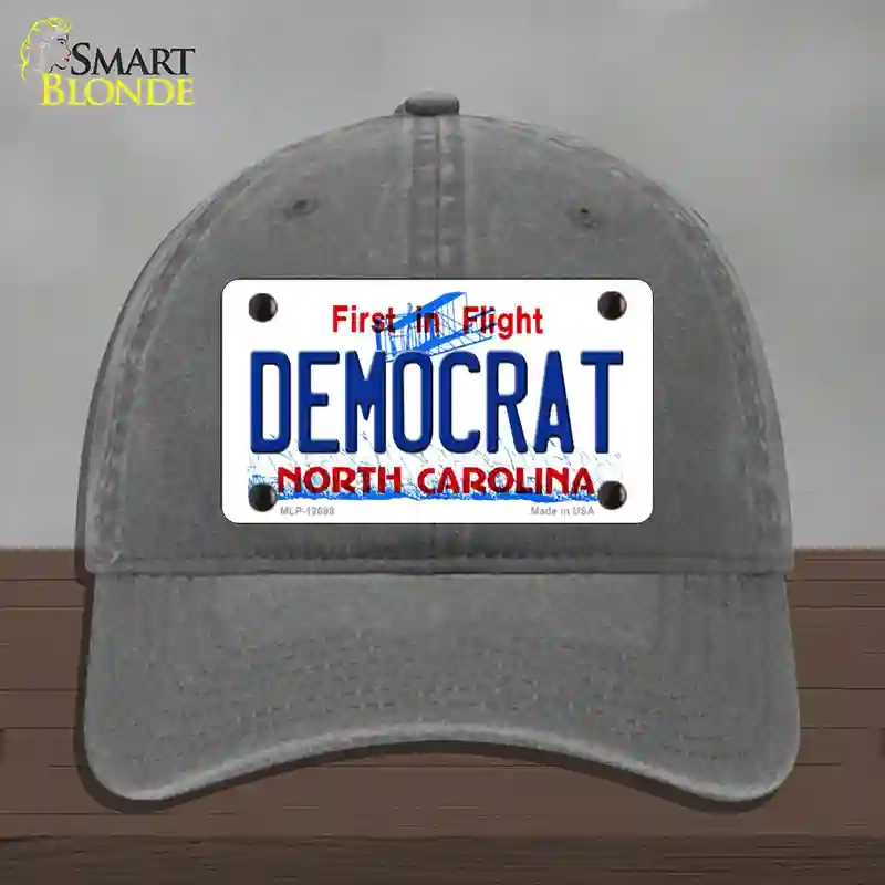HAT08-MLP-12098 Democrat North Carolina State Novelty License Plate Hat, Unconstructed Cotton - Charcoal