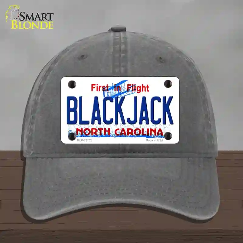 HAT08-MLP-12102 Blackjack North Carolina State Novelty License Plate Hat, Unconstructed Cotton - Charcoal