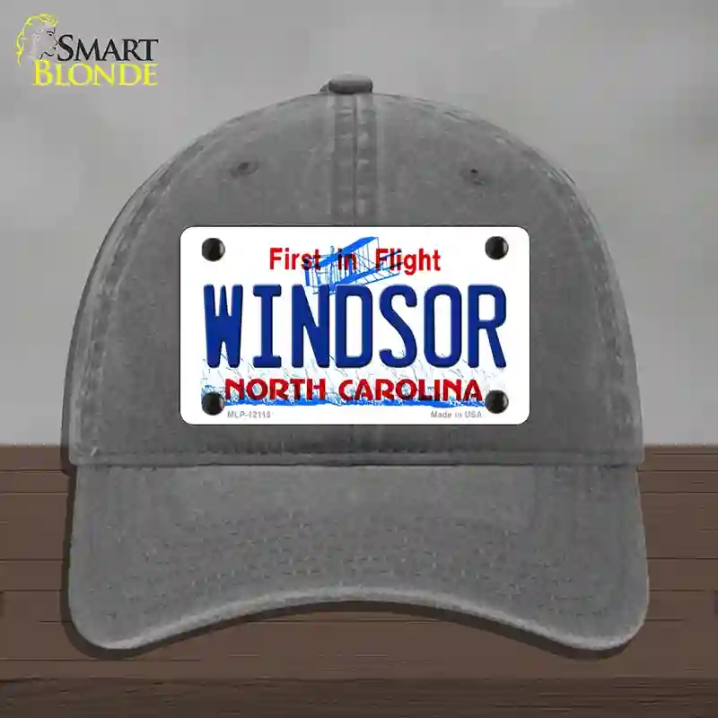 HAT08-MLP-12115 Windsor North Carolina State Novelty License Plate Hat, Unconstructed Cotton - Charcoal