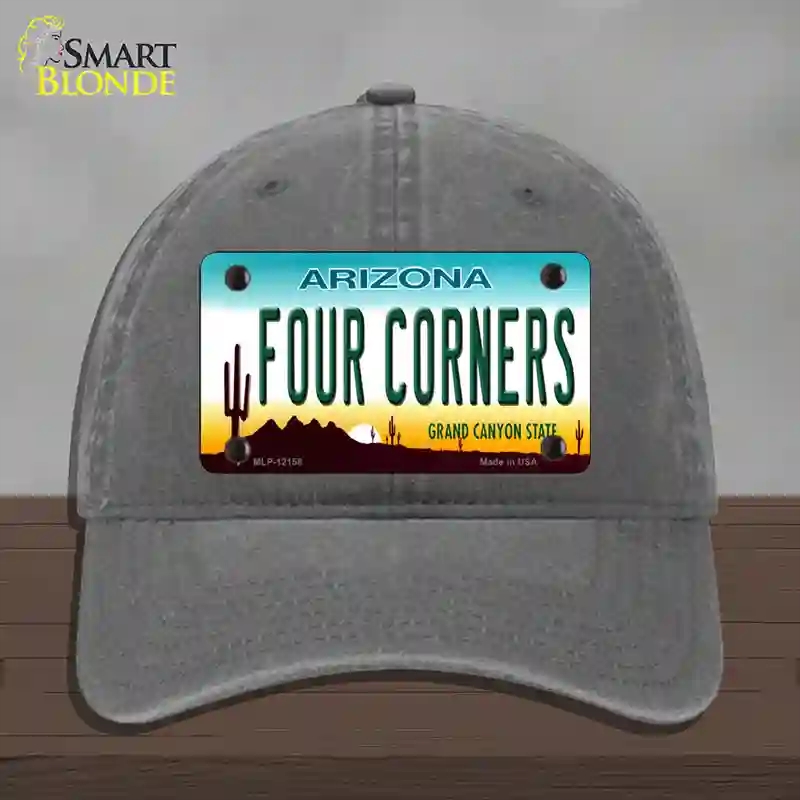 HAT08-MLP-12158 Four Corners Arizona Novelty License Plate Hat, Unconstructed Cotton - Charcoal
