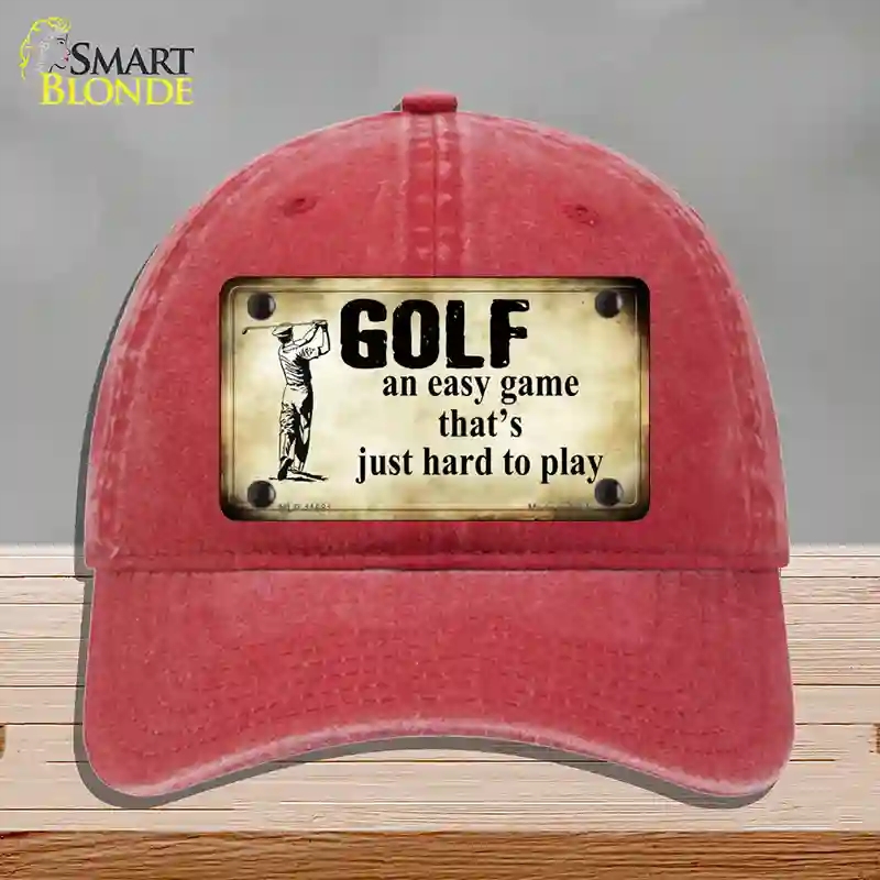 HAT13-MLP-11681 Golf An Easy Game Novelty License Plate Hat, Unconstructed Cotton - Red