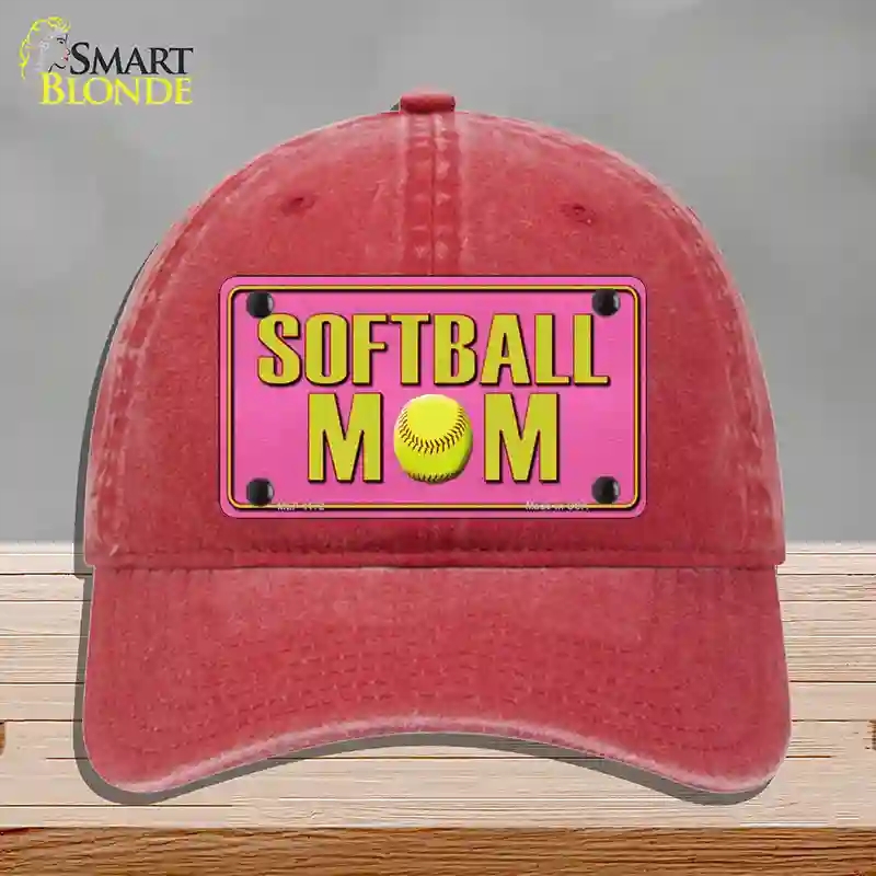 HAT13-MLP-1172 Softball Mom Novelty License Plate Hat, Unconstructed Cotton - Red