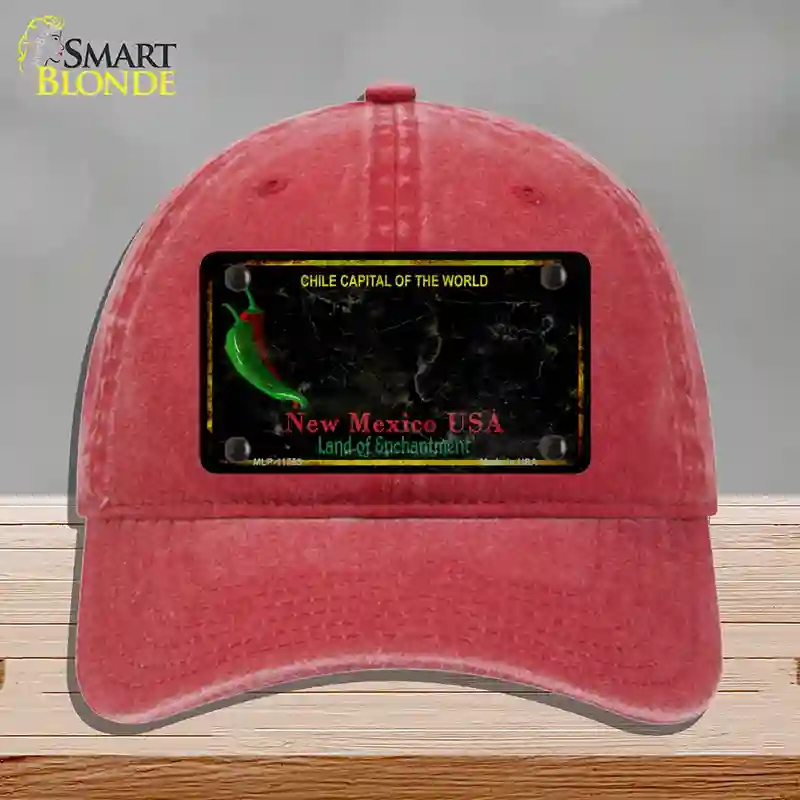 HAT13-MLP-11755   Mexico Black Blank Rusty State Novelty License Plate Hat, Unconstructed Cotton - Red