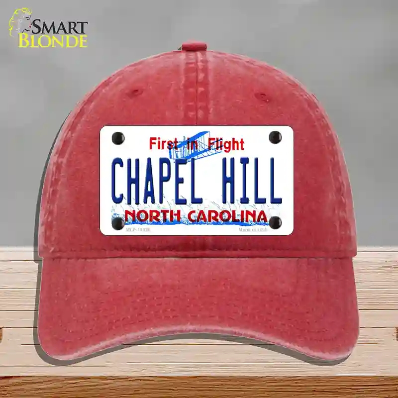 HAT13-MLP-11838 Chapel Hill North Carolina Novelty License Plate Hat, Unconstructed Cotton - Red