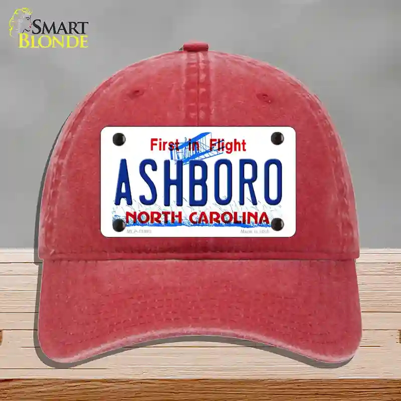 HAT13-MLP-11843 Ashboro North Carolina Novelty License Plate Hat, Unconstructed Cotton - Red