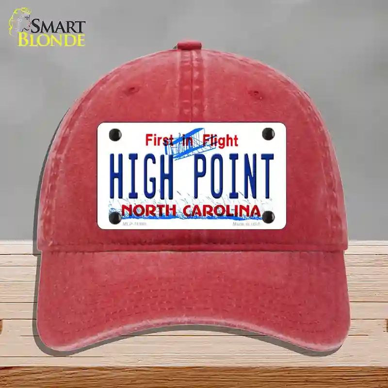 HAT13-MLP-11848 High Point North Carolina Novelty License Plate Hat, Unconstructed Cotton - Red
