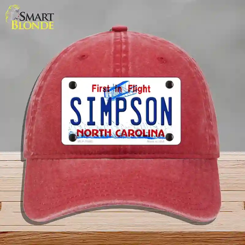 HAT13-MLP-11862 Simpson North Carolina Novelty License Plate Hat, Unconstructed Cotton - Red