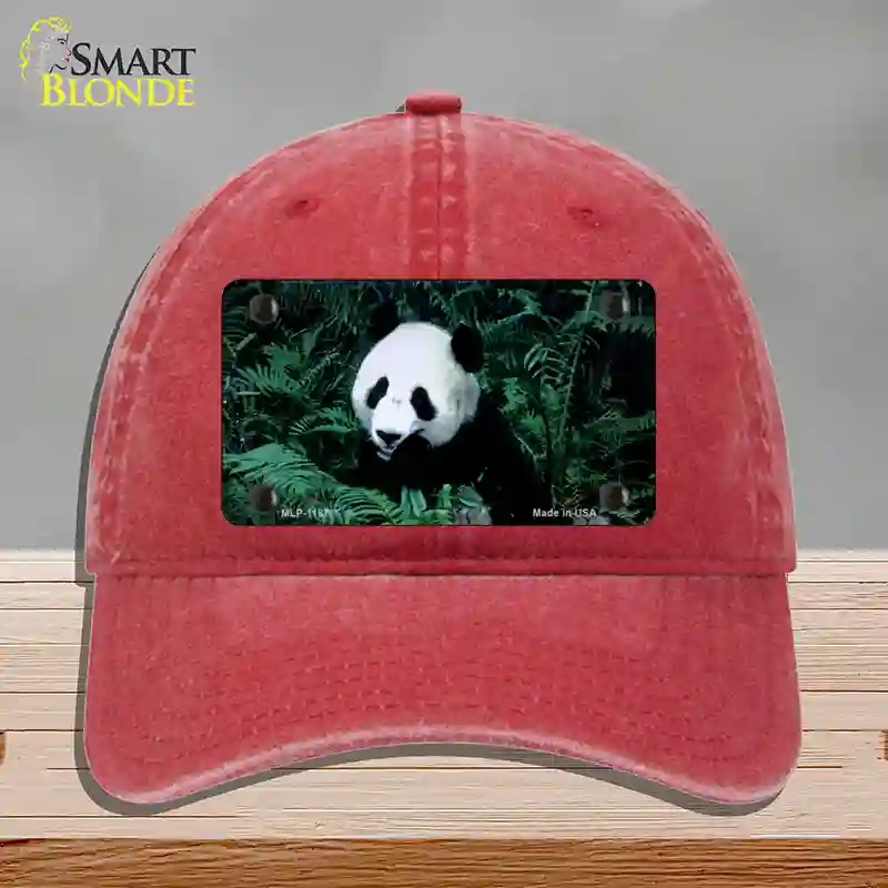 HAT13-MLP-1187 Panda Bear Novelty License Plate Hat, Unconstructed Cotton - Red