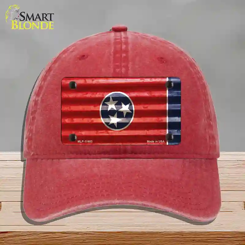 HAT13-MLP-11983 Tennessee Corrugated Flag Novelty License Plate Hat, Unconstructed Cotton - Red