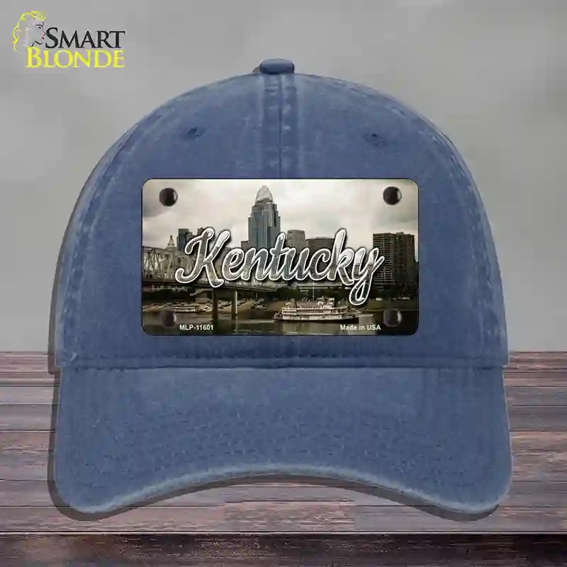 HAT11-MLP-11601 Kentucky City Skyline State Novelty License Plate Hat, Unconstructed Cotton - Navy