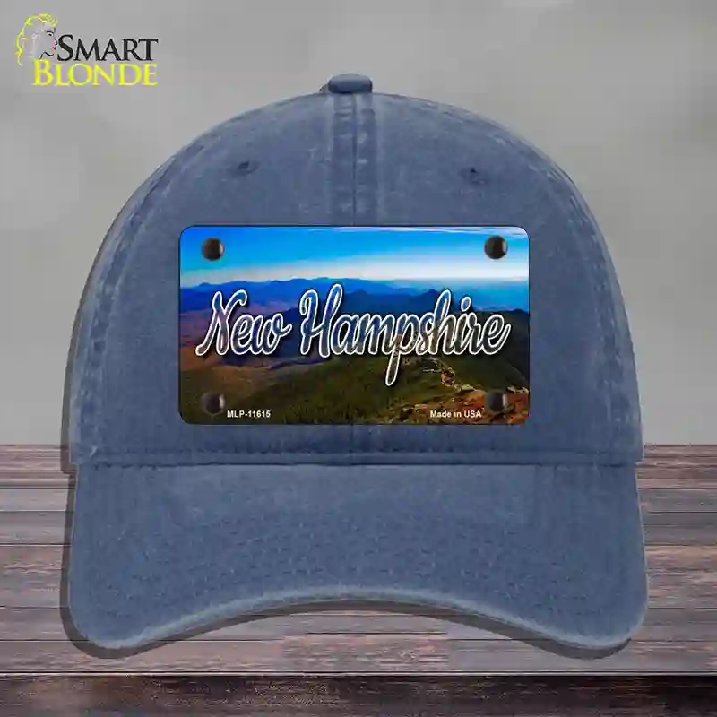 HAT11-MLP-11615   Hampshire Mountain Range State Novelty License Plate Hat, Unconstructed Cotton - Navy