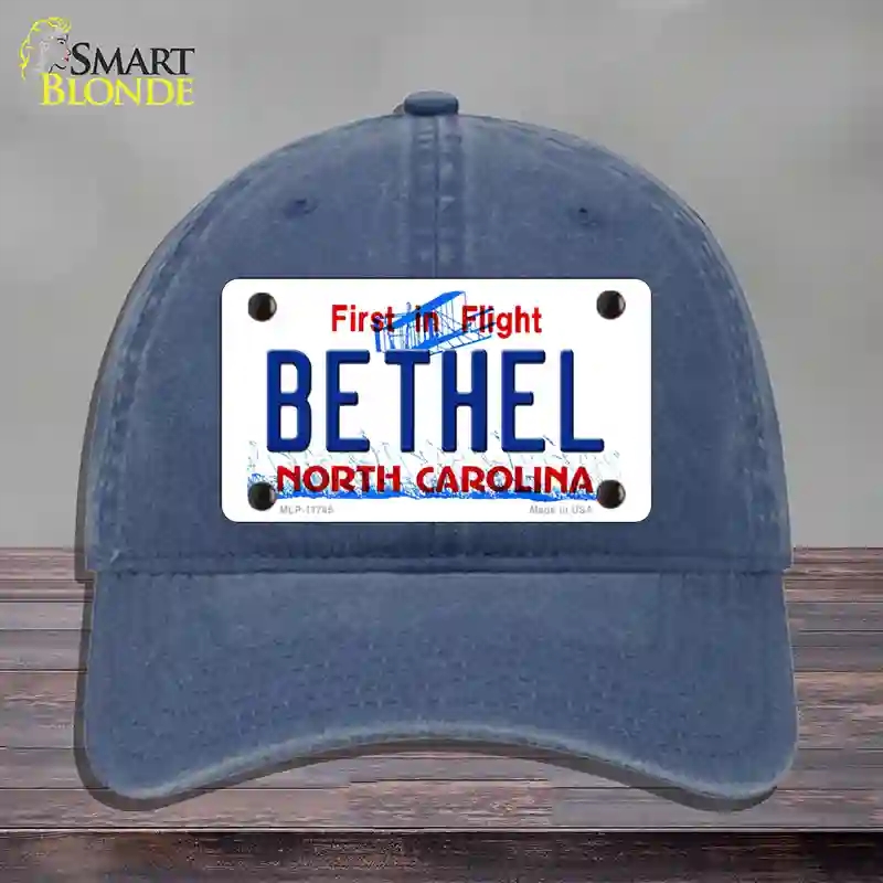 HAT11-MLP-11745 Bethel North Carolina State Novelty License Plate Hat, Unconstructed Cotton - Navy