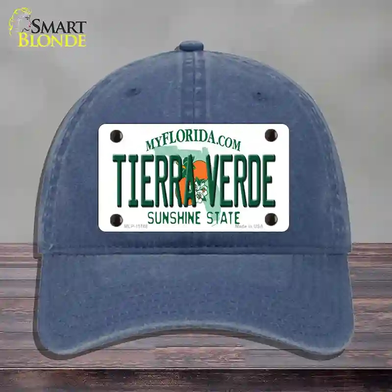 HAT11-MLP-11768 Tierra Verde Florida Novelty License Plate Hat, Unconstructed Cotton - Navy