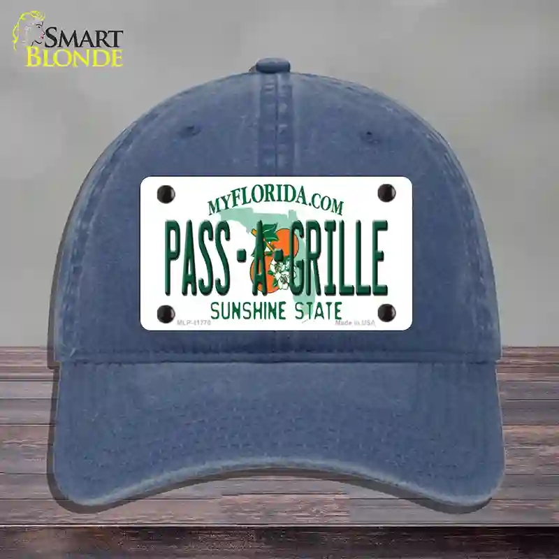 HAT11-MLP-11770 Pass a Grille Florida Novelty License Plate Hat, Unconstructed Cotton - Navy