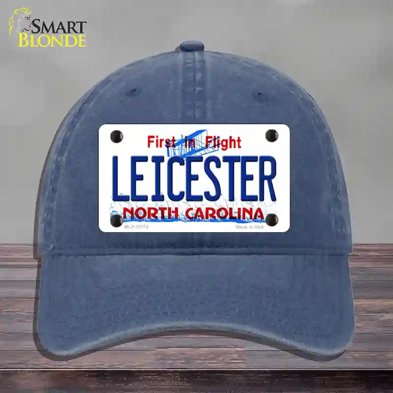 HAT11-MLP-11773 Leicester North Carolina State Novelty License Plate Hat, Unconstructed Cotton - Navy