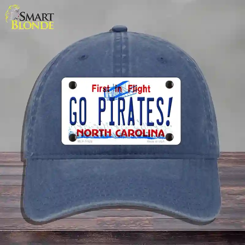 HAT11-MLP-11826 Go Pirates North Carolina Novelty License Plate Hat, Unconstructed Cotton - Navy