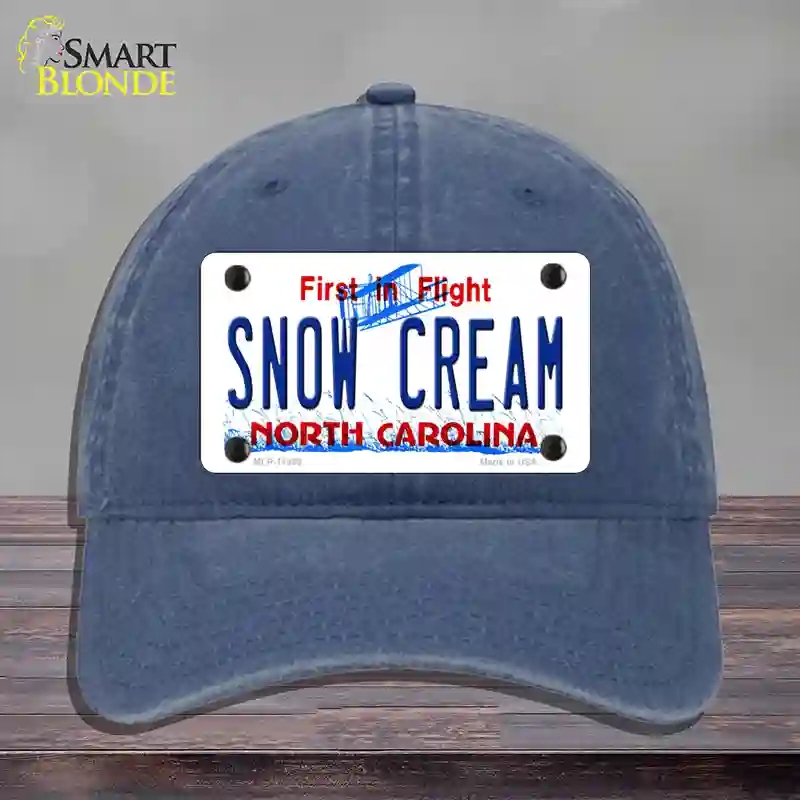 HAT11-MLP-11859 Snow Cream North Carolina Novelty License Plate Hat, Unconstructed Cotton - Navy
