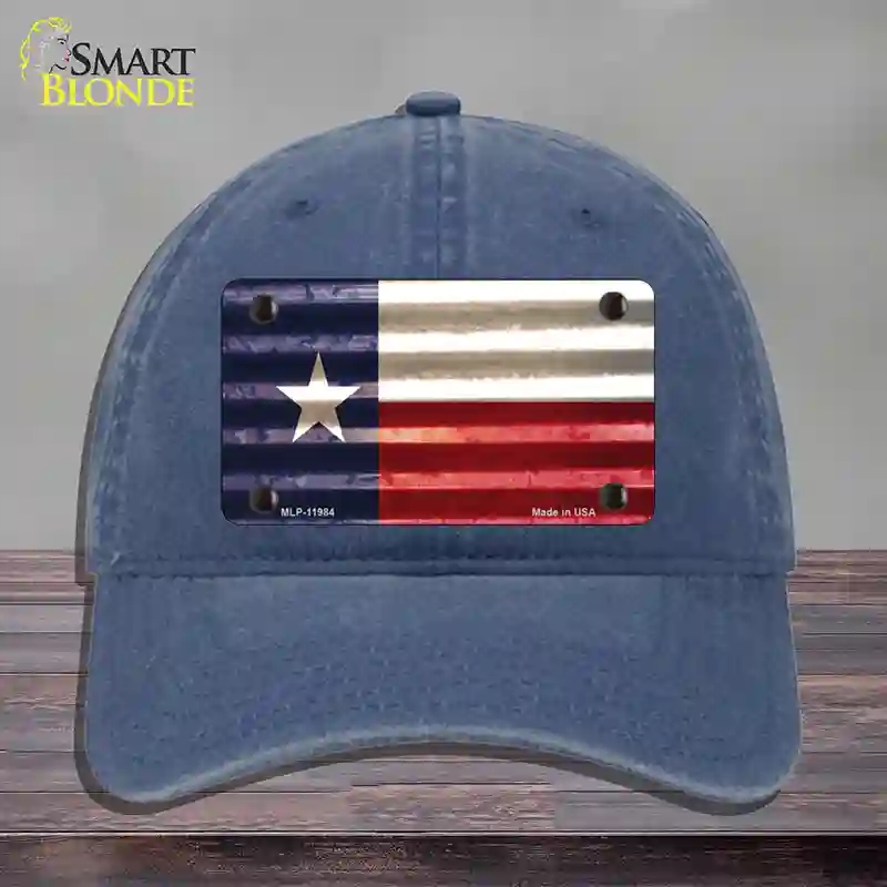 HAT11-MLP-11984 Texas Corrugated Flag Novelty License Plate Hat, Unconstructed Cotton - Navy