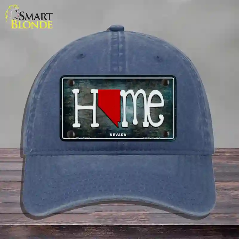 HAT11-MLP-12019 Nevada Home State Outline Novelty License Plate Hat, Unconstructed Cotton - Navy